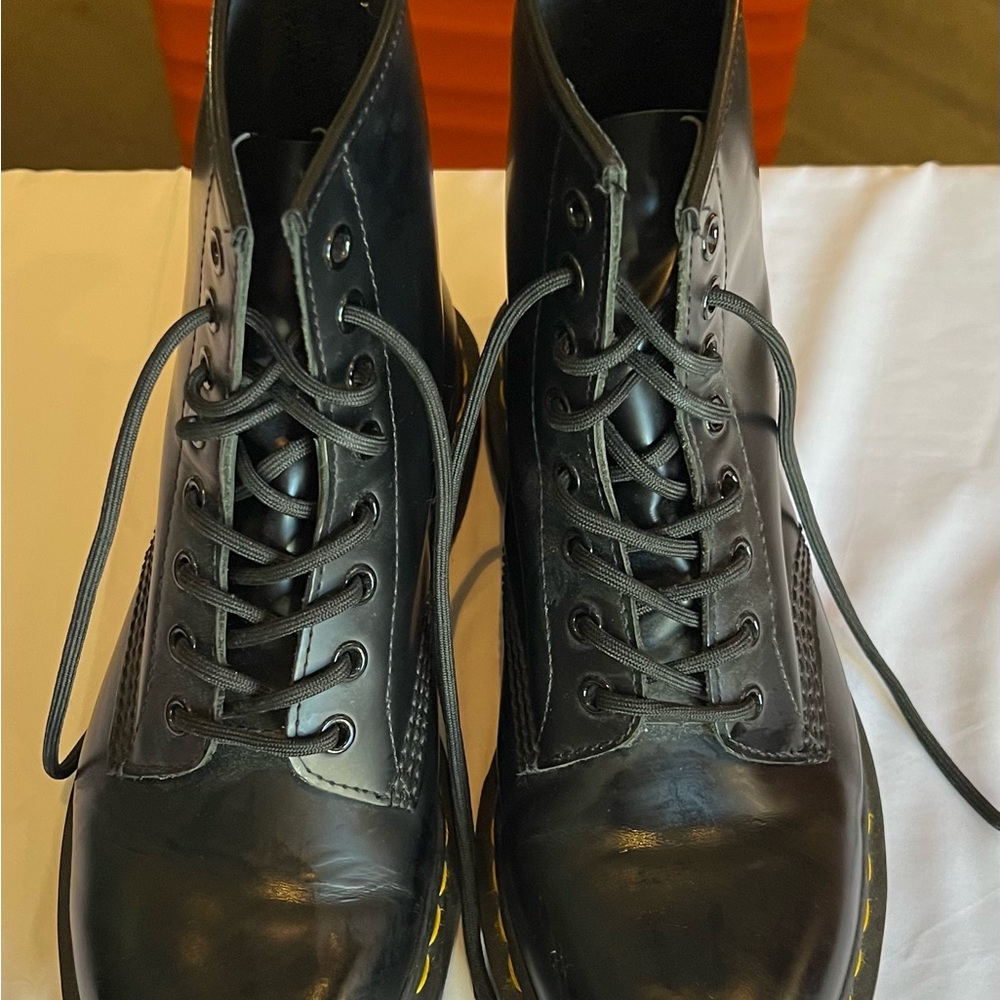 Dr. Martens Black Combat Moto Boots with Lace-Up Design